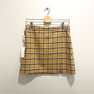 Aritzia Wilfred Patio Mini Skirt in Marisol Beige/Black Plaid BNWT